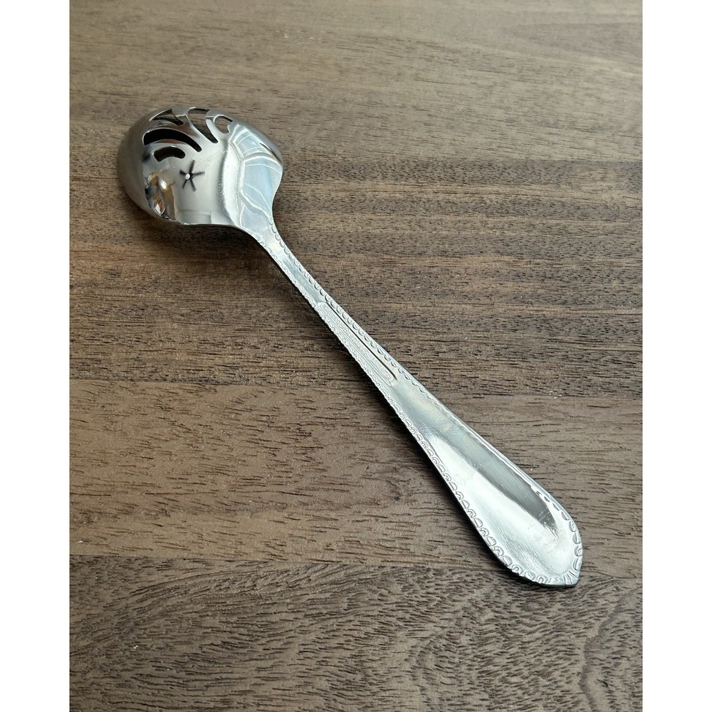 Reed & Barton Englefield Large Pierced Serving Spoon Stainless Glossy 8.75" - Picture 4 of 6